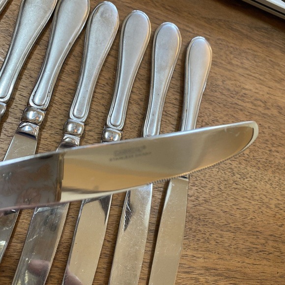 Cambridge Stainless Steel Dinner Knife (8) Evanston Pattern Frosted Outline Edge - Picture 7 of 7